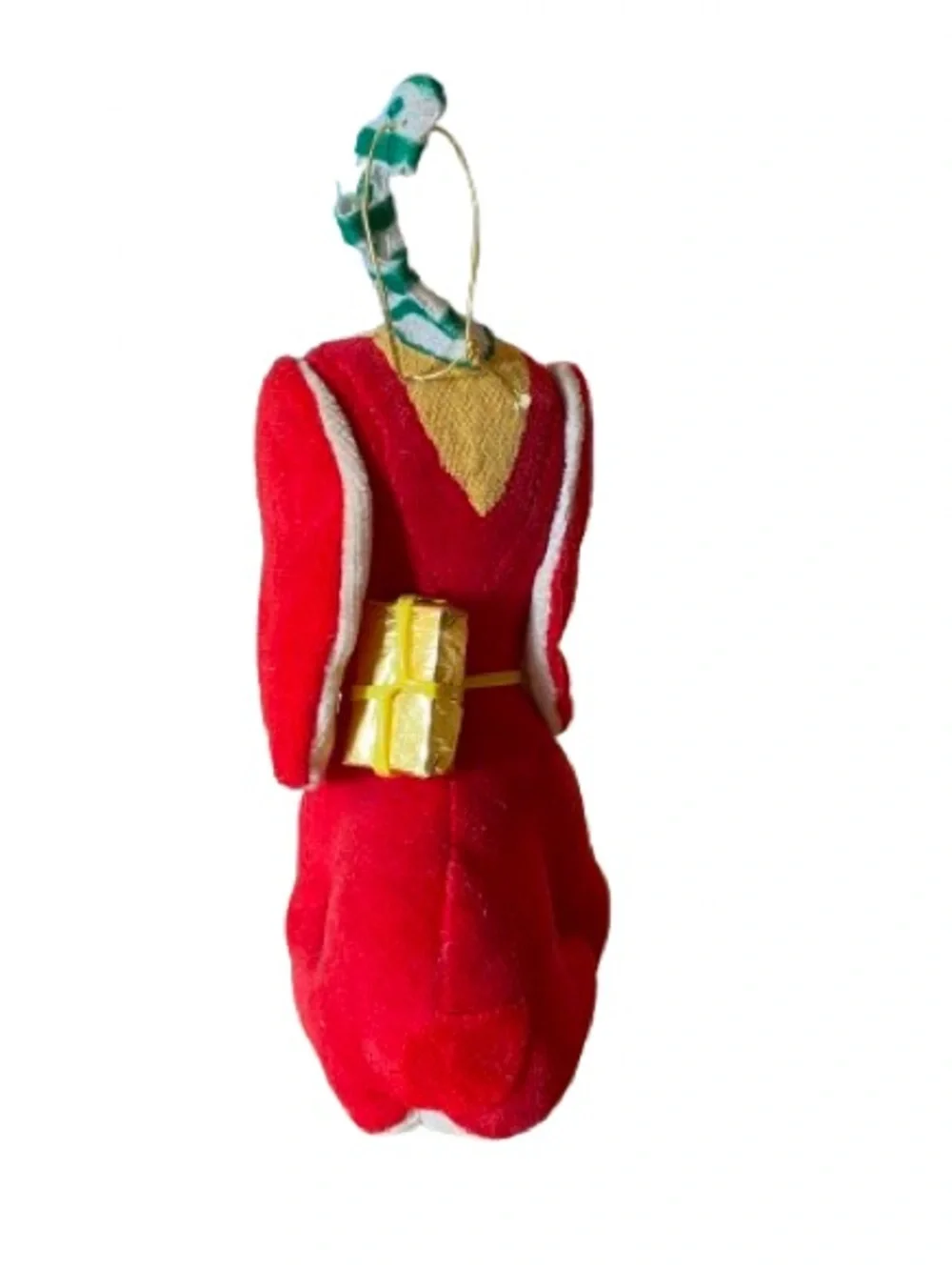 VTG Mid-Century Red Velveteen Dog Ornament Made in Japan Kitschy Retro Christmas